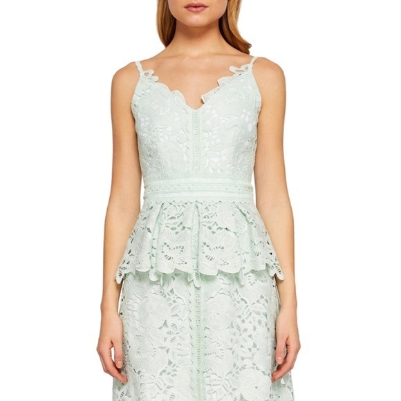 NWT Ted Baker lace peplum dress mint white 2 6 Medium free shipping designer - Picture 3 of 15